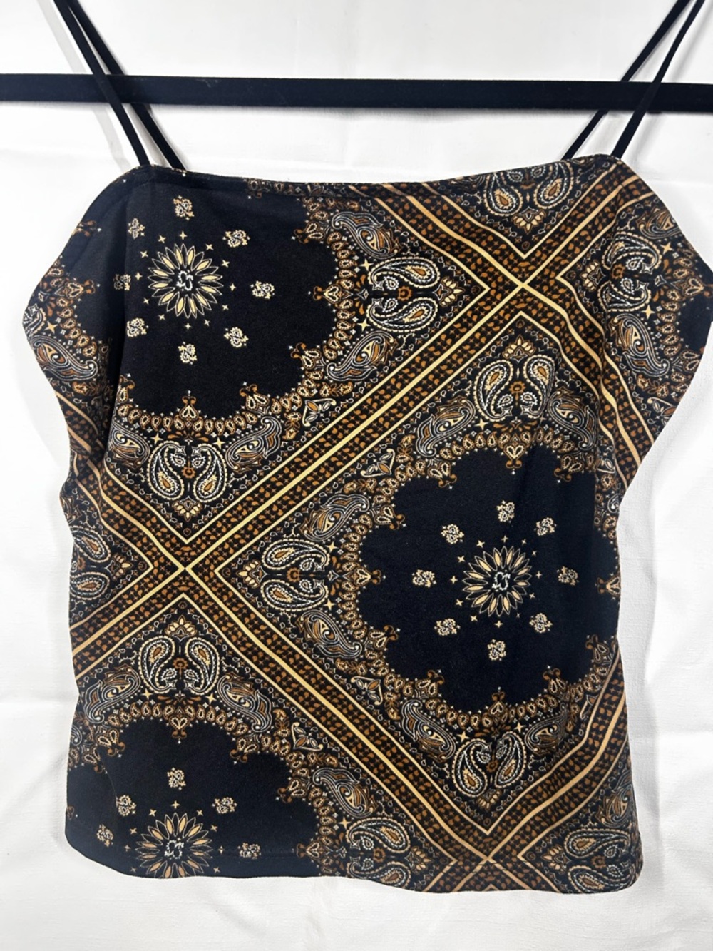 Forever 21 Black Paisley Bandana Print Spaghetti Strap Cami